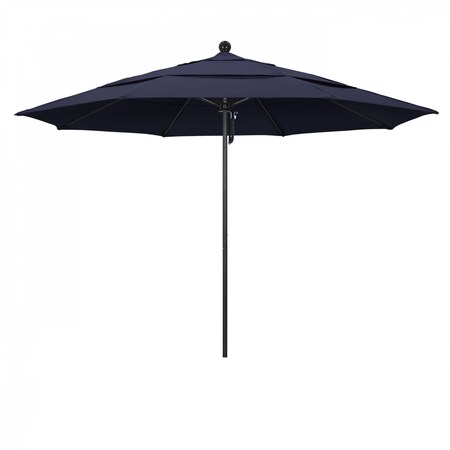 11' Black Aluminum Market Patio Umbrella, Sunbrella Navy